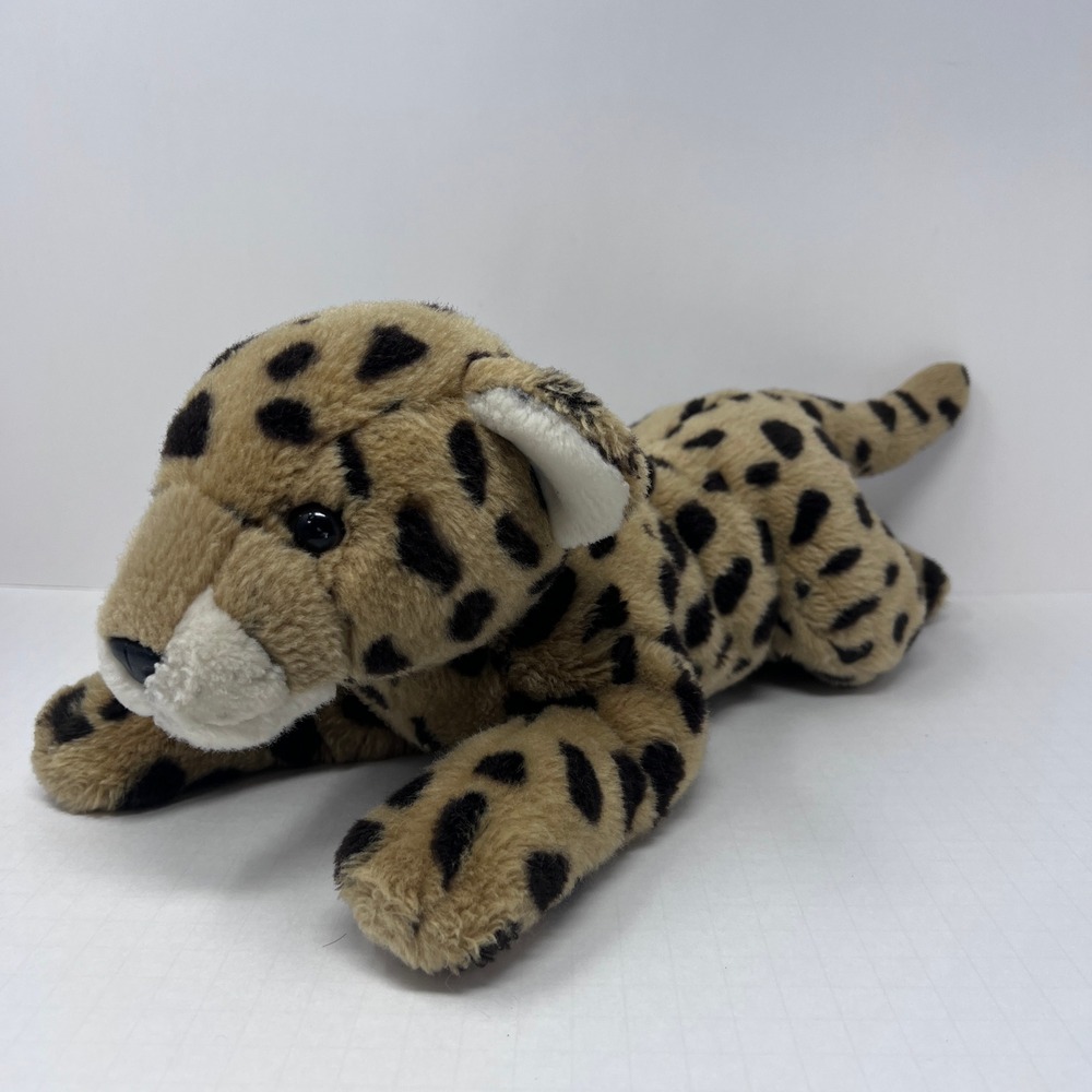Animal Alley Leopard Cheetah 12 inch Tan Black Spotted Realistic Plush Toy